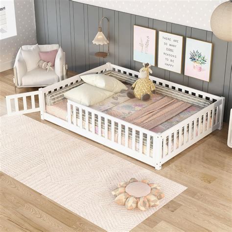 Amazon.com: Bellemave Kids Montessori Floor Bed with Slats,Full Size ...