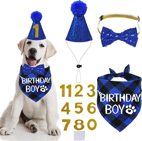 STMK Dog Party Supplies - Multi Size Dog Birthday Hat & Bandana Bow Tie ...