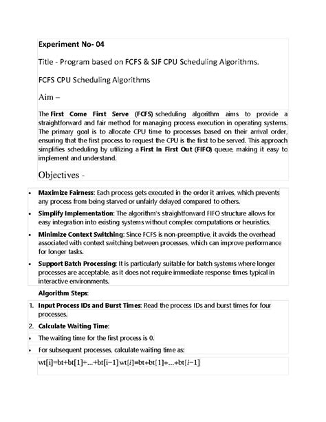 OS Exp4 FCFS and SJF Scheduling Algorithm - Experiment No- 04 Title ...