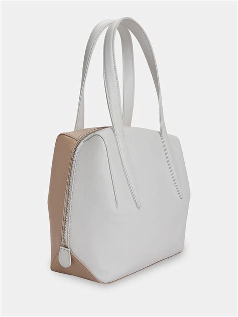 Beige Colourblocked Satchel