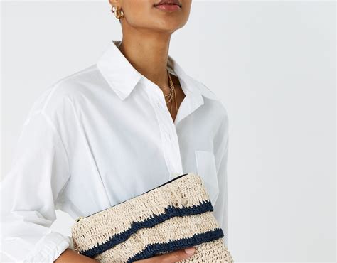 Accessorize London Women's Faux Leather Natural Ruffle Raffia Clutch ...