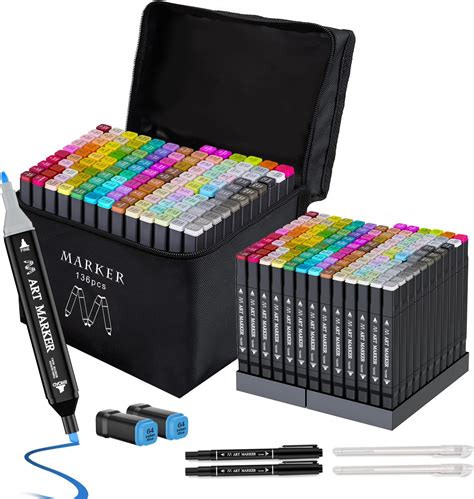 Amazon.com : Banral Alcohol Markers Set, 136 Colors Dual Tip Alcohol ...