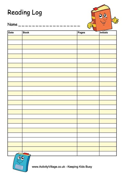 Monthly Reading Logs Printable