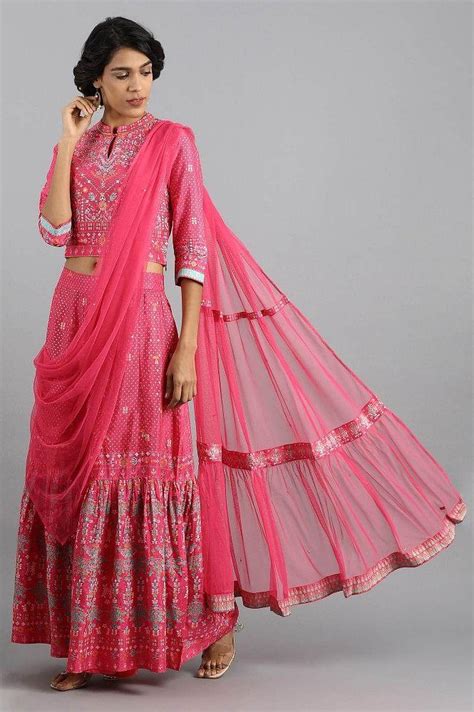 Buy Pink Mandarin Neck Sharara Set @ 5999 | W for woman – wforwoman
