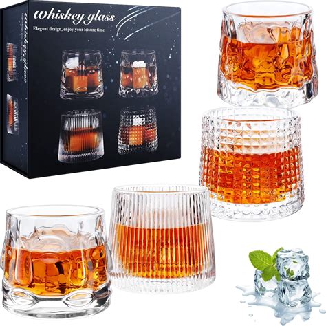 Amazon.com | Duoffanny Whiskey Glasses Set of 4 Styles, Bourbon Glass ...