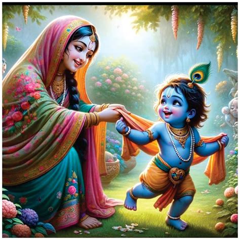 Akki Wold Makan Chor Little Baby Krishna Wall Poster For Living Room ...