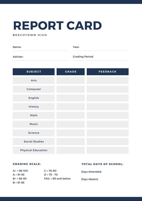 Customize 46+ High School Report Cards Templates Online - Canva