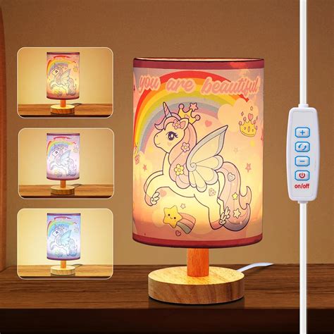 Unicorn Bedside Table Lamp - 3 Colors Dimmable Kids Night Light for ...