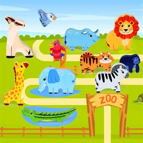 Buy Atoylink Wooden Stacking Toys for Toddlers Cute Zoo Animals ...