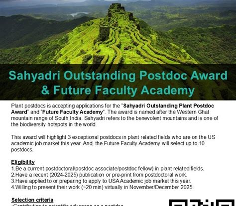 Sahyadri Outstanding Postdoc Awards/Future Faculty Academy for Fall ...