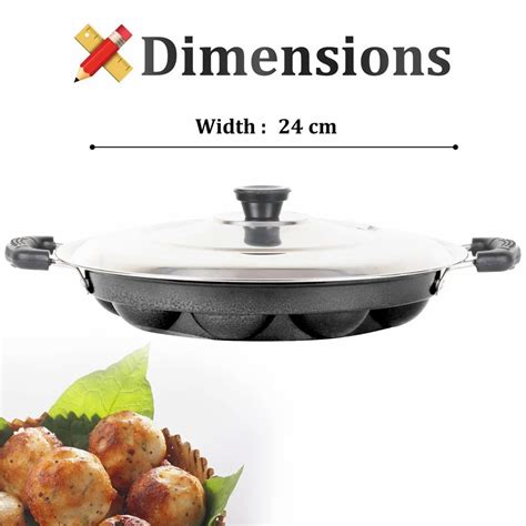 Non Stick Appam Patra - Appam Patra 12Cavity Single Handle with Glass ...