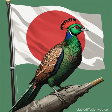 Green Pheasant with Japanese Flag | Stable Diffusion Online