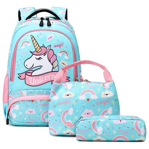 Buy Girls School Backpacks with Lunch Box Unicorn Backpack School bag 3 ...