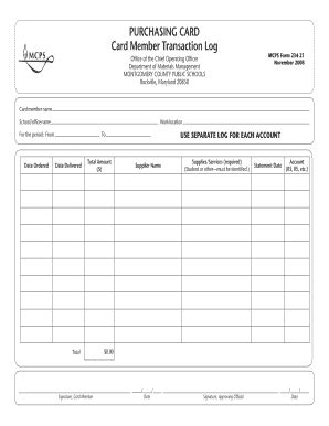 Fillable Online Card Member Transaction Log Fax Email Print - pdfFiller
