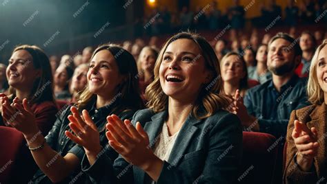 Premium Photo | Woman in a audience in a theater applauding clapping ...