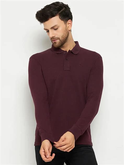 Dark Wine Polo Collar Full Sleeves T-Shirt – 98degreenorth