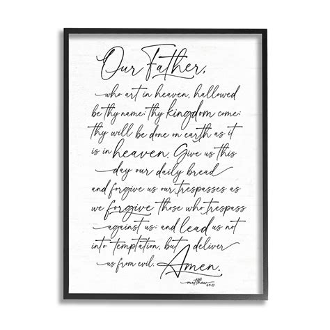 Stupell Home Decor Our Father Religious Framed Wall Art