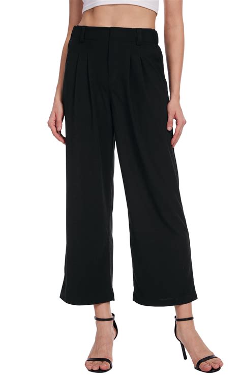 Satankud Women's Wide Leg Pants 27" High Waisted Waffle Knit Casual ...