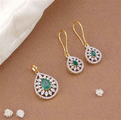 Gold Plated Silver Pendant Set | Gold Plated Stone Pendant Set – The ...