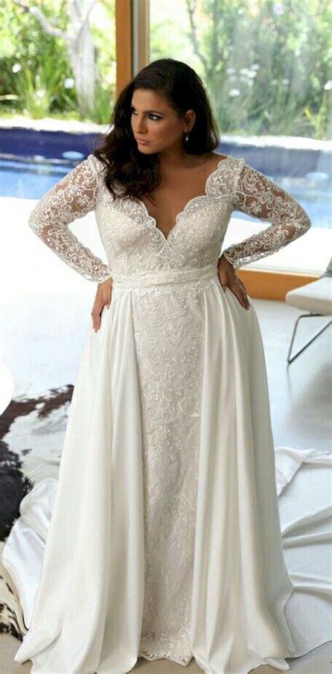 plus size long sleeve wedding dresses