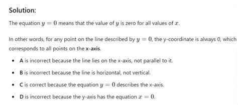 y = 0 is the equation ofa)a line parallel to x-axisb)a line parallel to ...