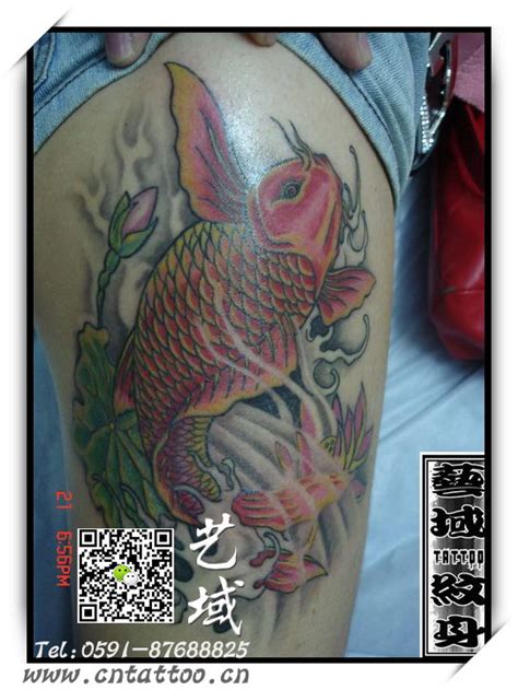 大臂生动有趣的八卦鱼纹身图案 - 武汉纹彩刺青
