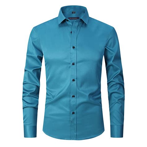 Men's Dress Shirts Sale Clearance Long Sleeve Smart Casual Plain Button ...
