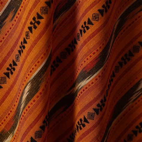 Orange Cotton Pochampally Dabi Ikat Fabric