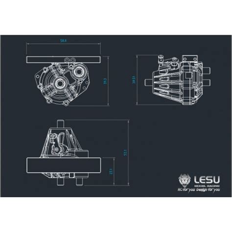 scm-modellbau - Lesu Verteiler Getriebe 1:2.93 Metall sperrbar kugelg ...