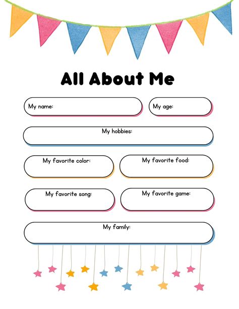 All About Me Template Elementary