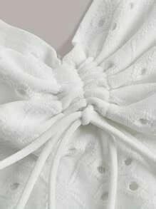 Soleia Summer Going Out Eyelet Embroidery Tie Backless Hanky Hem Folds ...