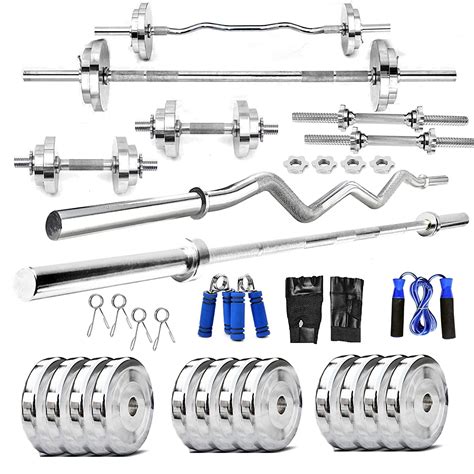 BULLAR Home Gym Set 8kg to 70kg with ez/curl/Straight/Pair of Dumbbell ...