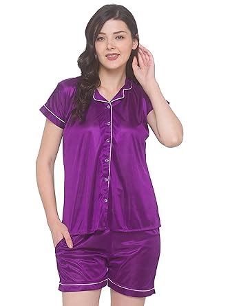 Buy AV2 Women's Satin Plain/Solid Night Suit Set Pack of 1 (1226DS ...