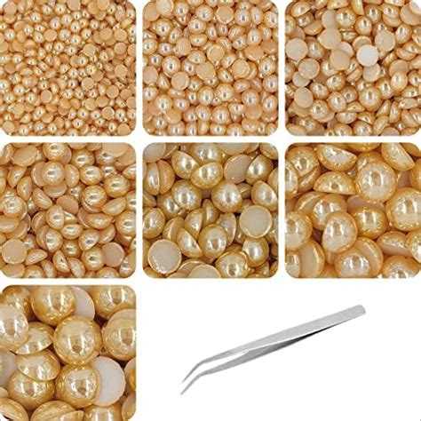 INDIKONB Half Cut Pearls for Jewellery Making Craft, Round Flat Back ...