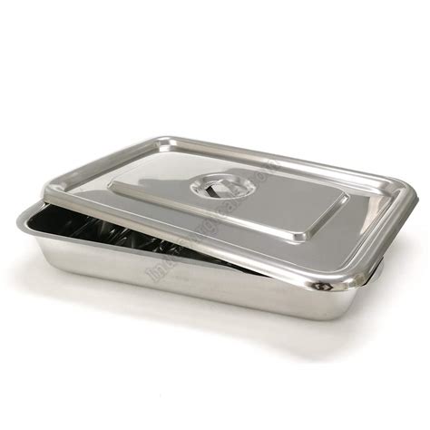 IndoSurgicals Instrument Tray, Stainless Steel with Cover, Deluxe ...