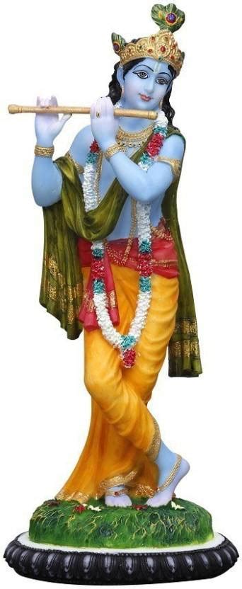 Sri Krishna Culture Standing Krishna Murti With Flute Slim Style God ...