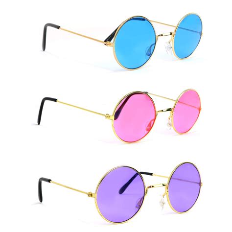 Buy Skeleteen Tinted Round Hippie Glasses Pink Purple and Blue 60s ...