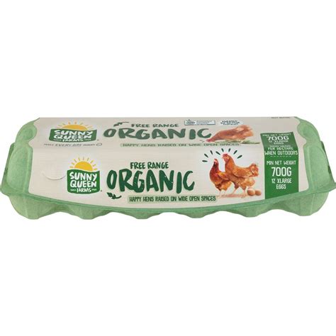 Sunny Queen 12 Extra Large Organic Free Range Eggs 700g | Woolworths