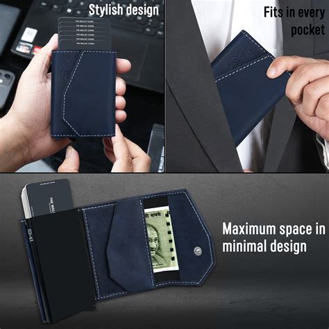 Vintage RFID Protected Wallet Card Holder - Blue