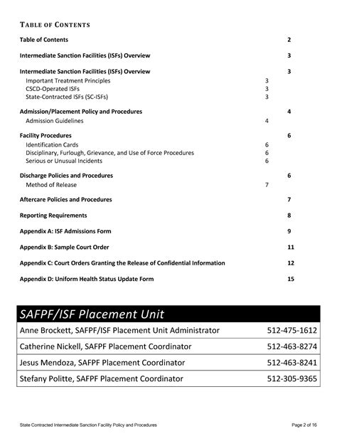 State Contracted Intermediate Sanction Facility: Policy and Procedures ...