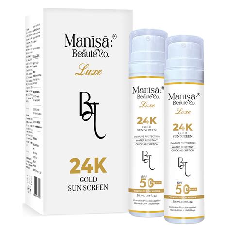 Manisa 24K Luxe GOLD Sunscreen Lotion SPF 50 PA+++ with Vitamin C, Hya ...