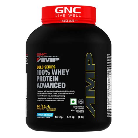 Buy GNC AMP GOLD SERIES 100% WHEY PROTEIN ADVANCED (VANILLA, 2 LBS ...
