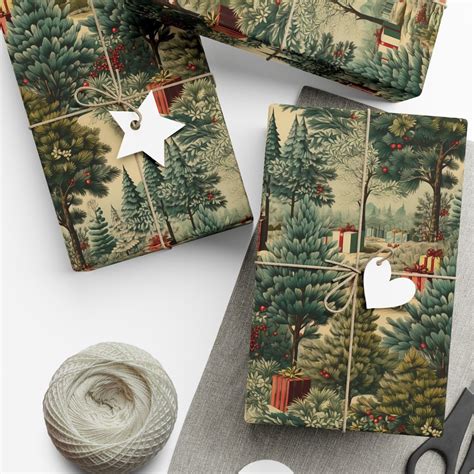 Vintage Christmas Wrapping Paper Retro Style Joyful Holiday Gift Wrap ...