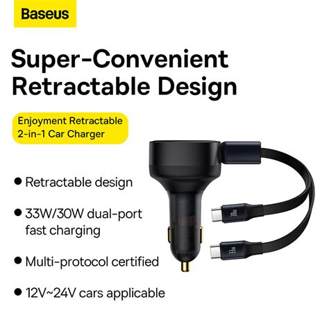 Car charger Car Charger Baseus Enjoyment with cable USB-C, 33W (Black ...