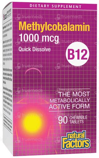 Natural Factors B12 Methylcobalamin 1000mcg Chewable Tablet 90 - Uses ...