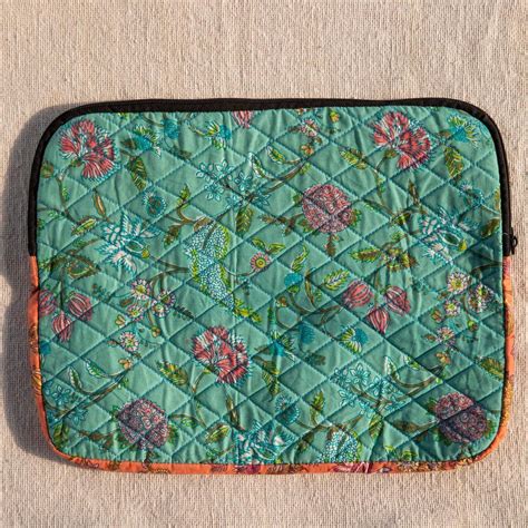 Green Spring Blockprinted Laptop Sleeve – House of Ekam