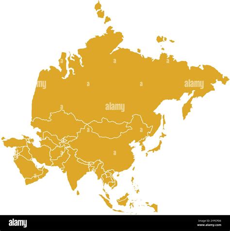 Asia MAP in Yellow, Country Border, Asia Map, Border line of Asia, Geographic Map Stock Vector ...