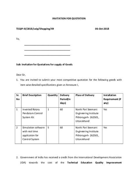 Fillable Online sample document request for quotationsworks Fax Email ...