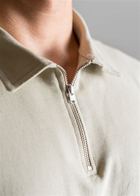 Heavy Relaxed Half Zip Polo — Light Khaki – Desi Minimals
