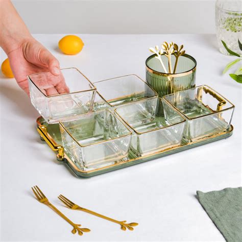 Sage Green Snack And Sweets Bowl Set of 13 Online - Premium Section ...